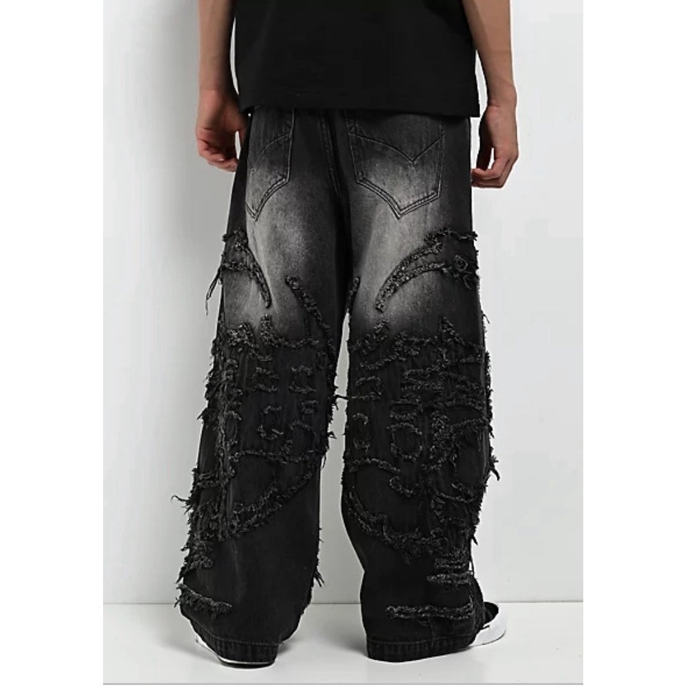 Vitriol Teens Void Black Wash Wide Leg Jeans Size 26 Grunge Gothic Baggy Punk